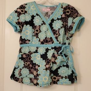 Koi floral scrub top